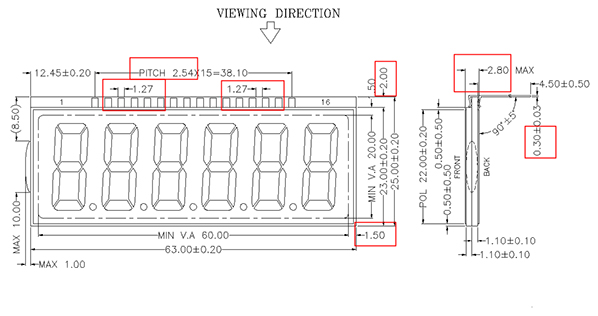 LCD段码屏装配尺寸介绍3